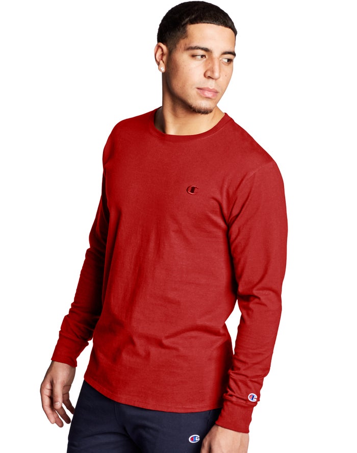 Champion Classic Jersey Long-Sleeve C Logo T-Shirt Heren - Rood - Belgie 4835SWDHZ